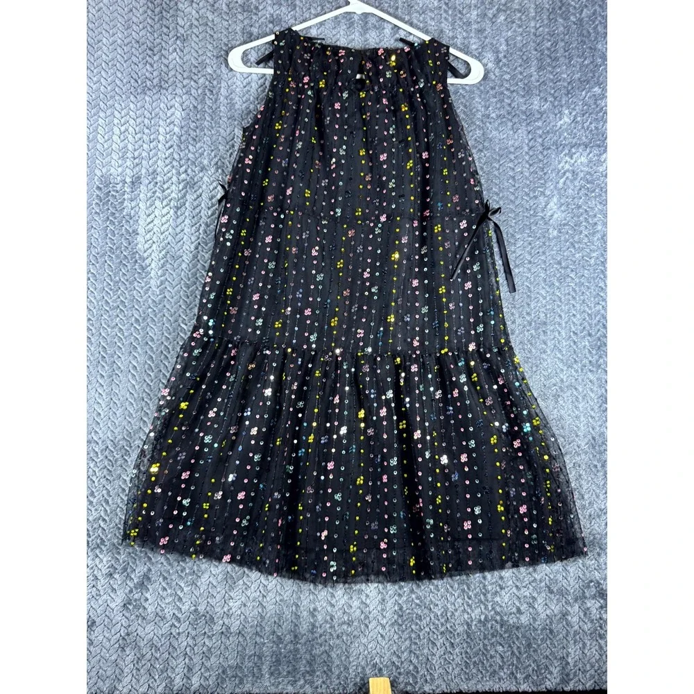 Zara Dress Girls 11-12 Black Sheer Sequin Sparkly Party Sleeveless Minimalist